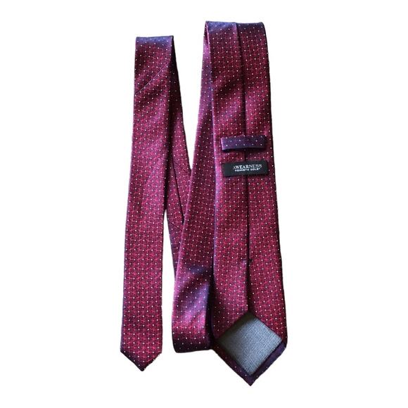 AWearNess Kenneth Cole Tie, Flicker Burgundy Print, Narrow - Picture 4 of 7